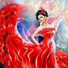 Схема вышивки «Платье из роз»