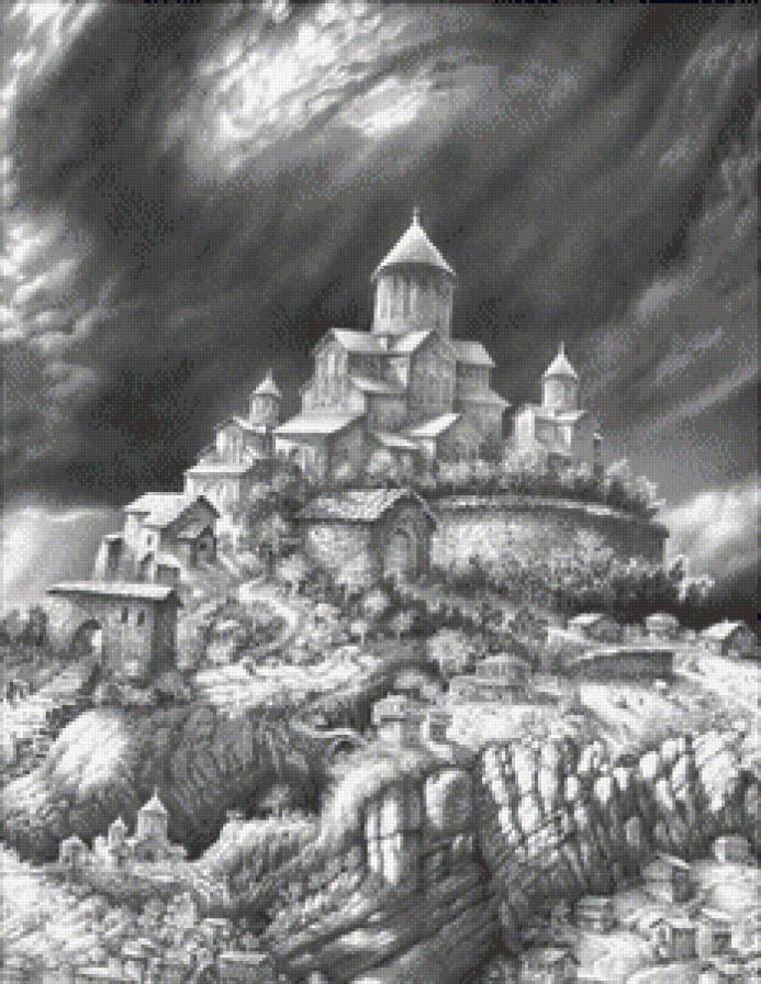 Замок - монохром, здания, замок - предпросмотр