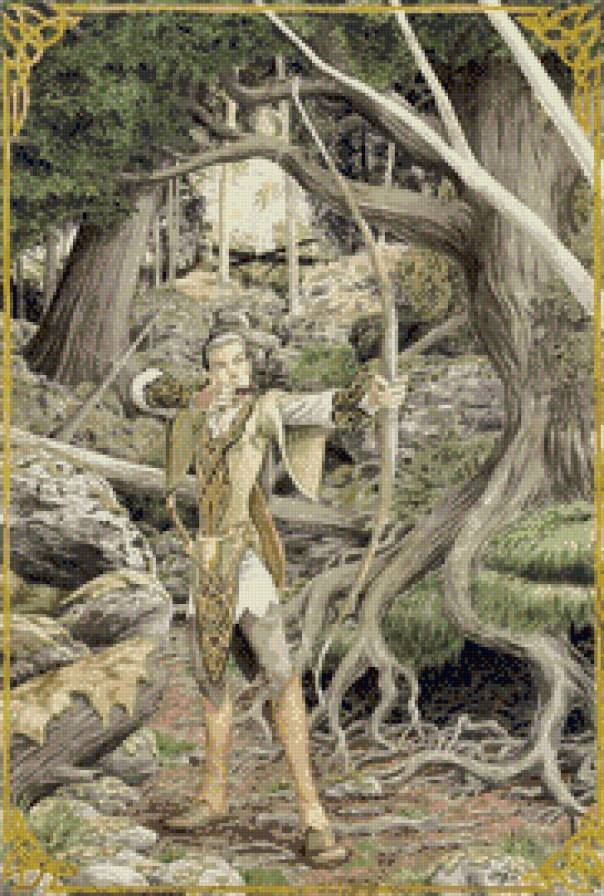 Эльф в лесу 2 - лучник, fantasy, лес, эльф - предпросмотр