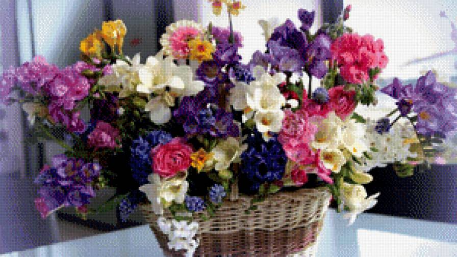 корзина  с цветами - цветы - предпросмотр