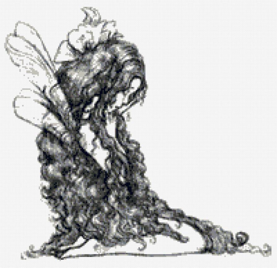 Феечка - фея, монохром - предпросмотр