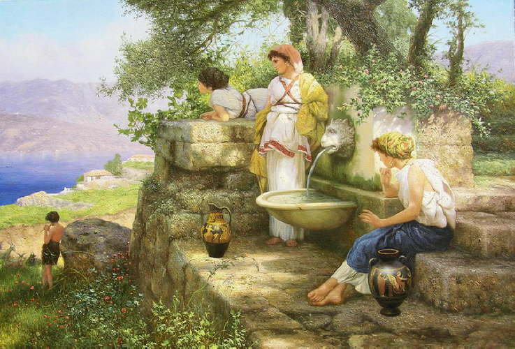 около источника - живопись - оригинал