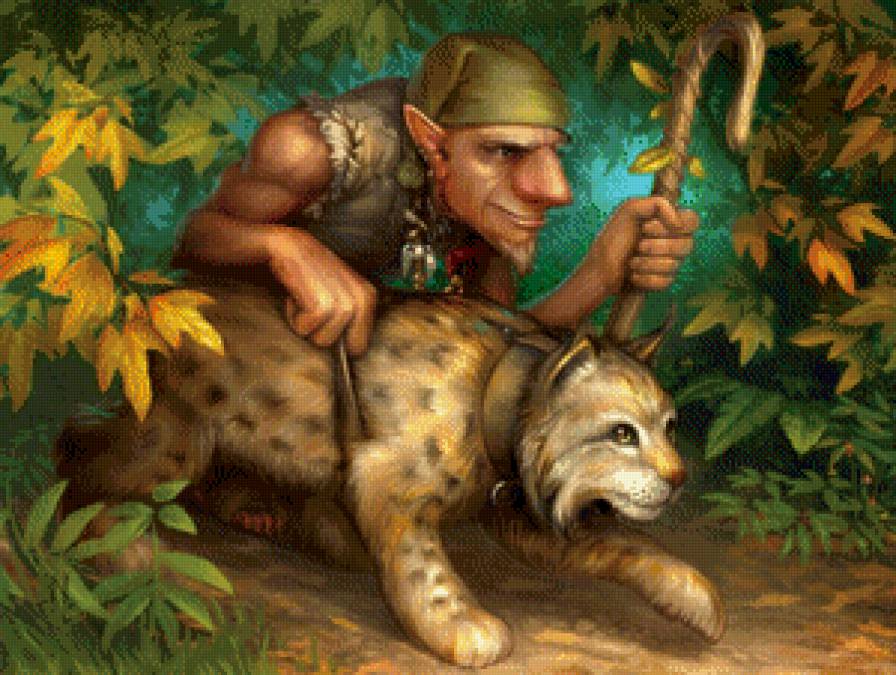 лешший я! обхожу свои угодья... - лешший, ягуар, существа, лес, сказка, хищники - предпросмотр