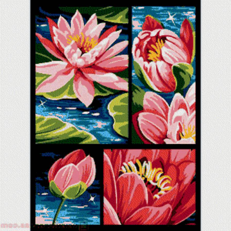 Полиптих "Лотосы" - цветы, восток, азия, полиптих - предпросмотр