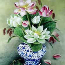 Схема вышивки «Лотосы в вазе»