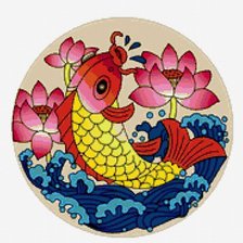 Схема вышивки «Карп с лотосом»