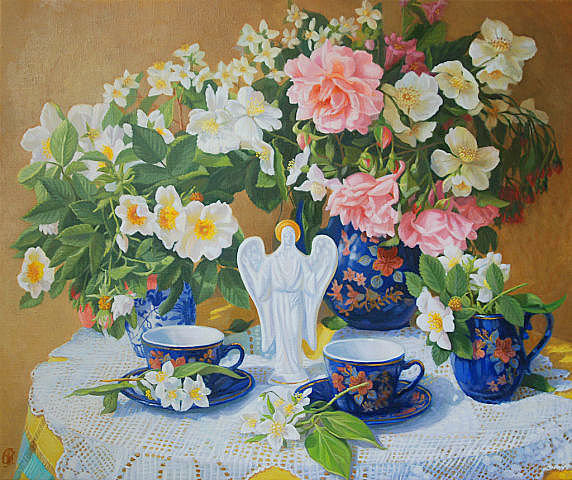 Утреннее чаепитие - чаепитие, натюрморт, картины, живопись - оригинал