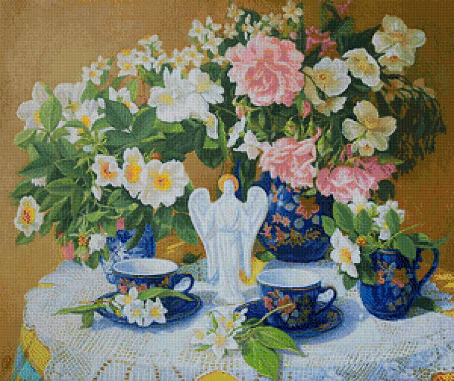 Утреннее чаепитие - картины, чаепитие, натюрморт, живопись - предпросмотр