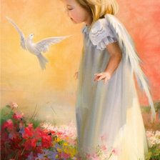 Схема вышивки «ангелок с голубем»