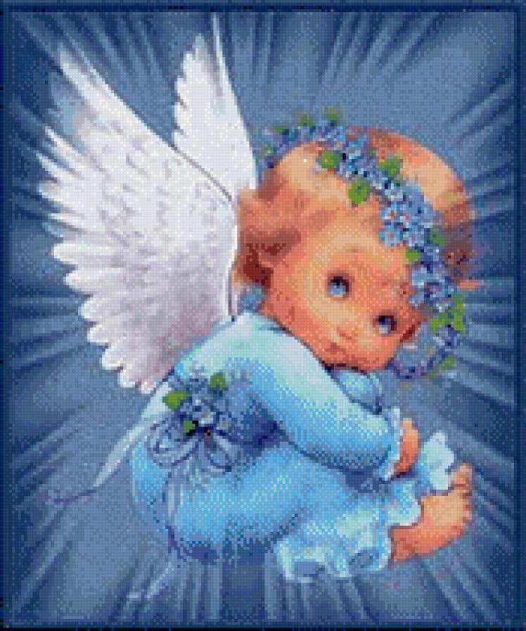 милый ангел - на голубом, детское, ангел, милое - предпросмотр