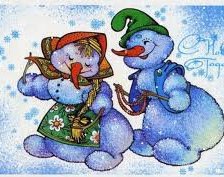 Схема вышивки «пара снеговиков»