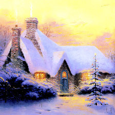 Схема вышивки «новогодний домик»