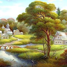 Схема вышивки «Сельский пейзаж»