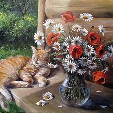 рыжик и букет