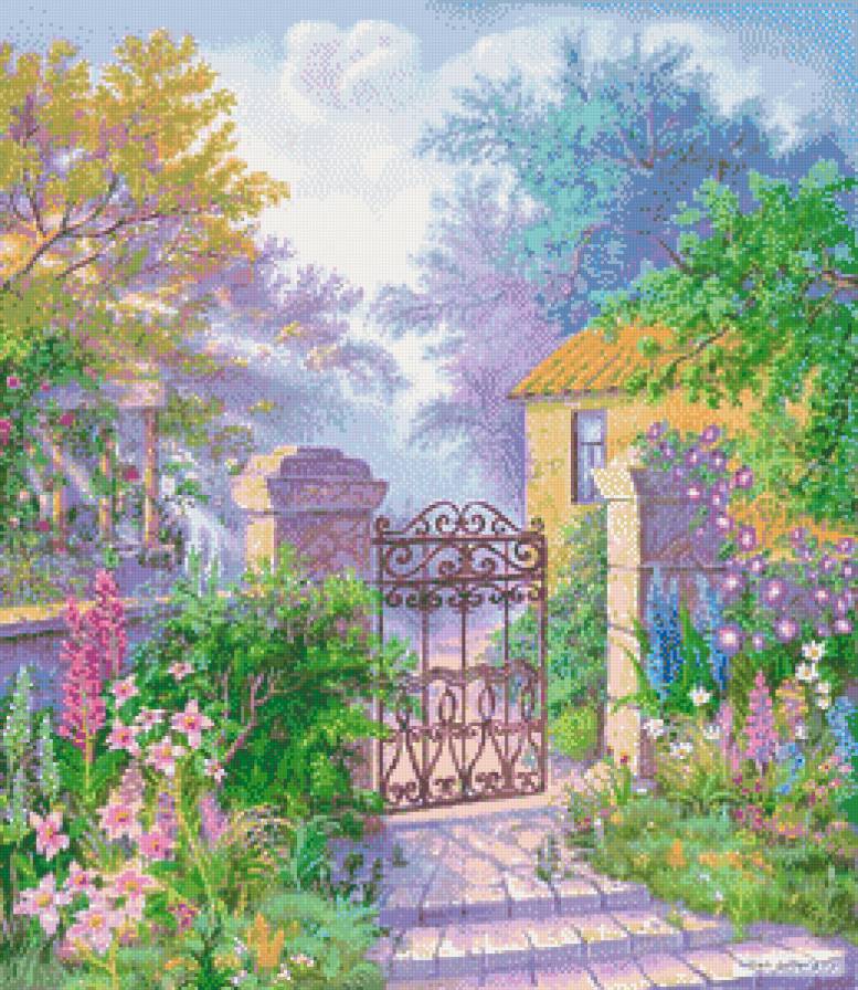 Садовая калитка (В.Цыганов) - сад, живопись, пейзаж, картины, цветы - предпросмотр