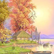 Схема вышивки «Осенняя река (В.Цыганов)»