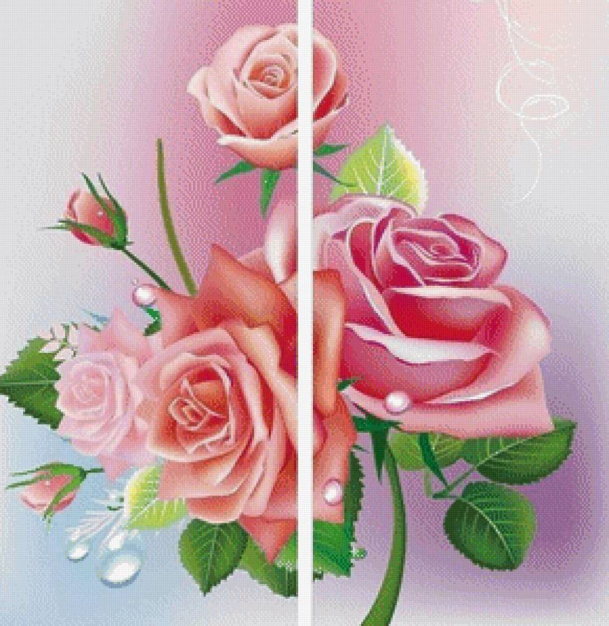 Диптих"Розы" - cveti - предпросмотр