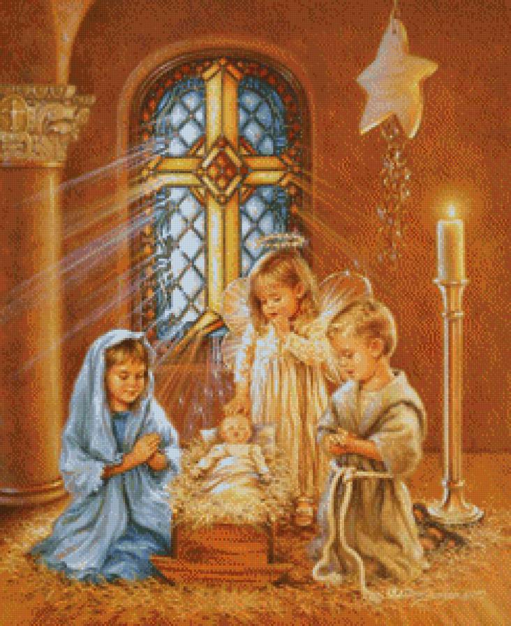 ангел и дети - дона гелсингер, рождество, религия, церковь, праздник, ангел, дети - предпросмотр
