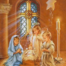 Схема вышивки «ангел и дети»