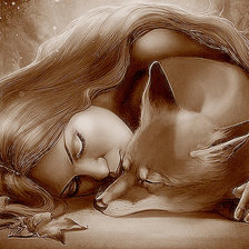 Схема вышивки «Девушка с лисой»