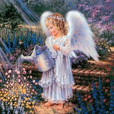 ангел поливающий цветы