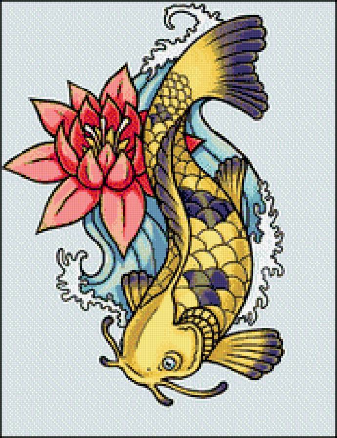 Кои с лотосом - рыбка, восток, азия - предпросмотр