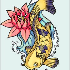 Схема вышивки «Кои с лотосом»