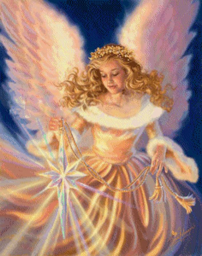 ангел с рождественской звездой - дона гелсингер, ангел, рождество, звезда, праздник - предпросмотр