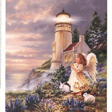 Схема вышивки «ангел у маяка»