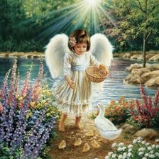 Схема вышивки «ангелок и утята»