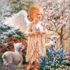 Схема вышивки «ангелок и ягнята»