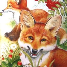 Схема вышивки «Лисята и ягоды»