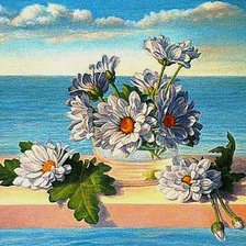 Схема вышивки «Ромашки и море»