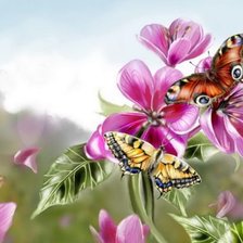 Схема вышивки «Бабочка на цветке»