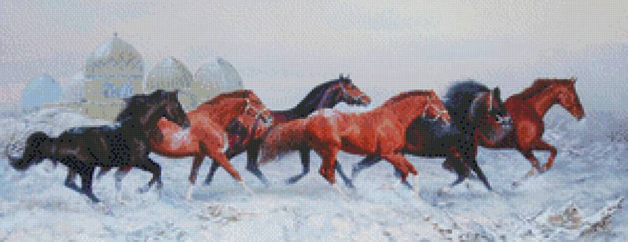 Бегущий табун - лошади, табун, кони - предпросмотр