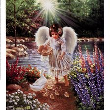 Схема вышивки «ангелок и уточка»