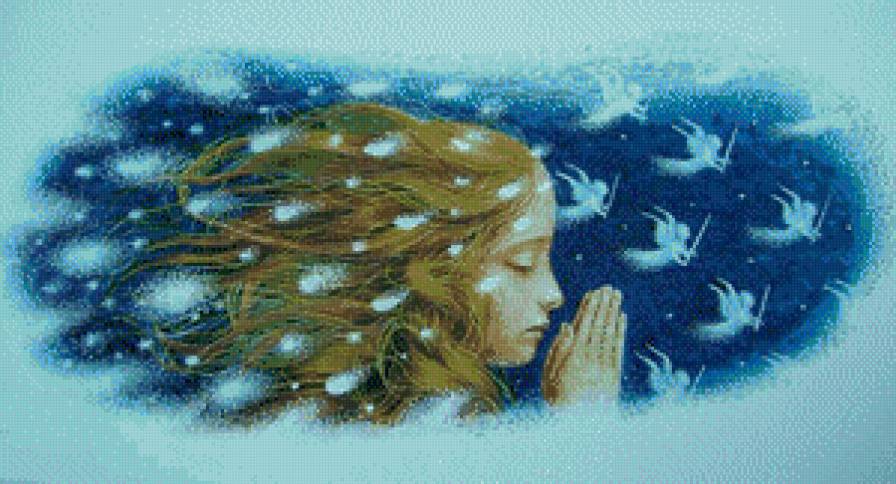 Зимний ангел - рождетво, зима, девушка, ангел, фэнтези - предпросмотр