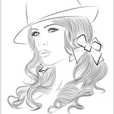 Схема вышивки «Девушка в шляпе»