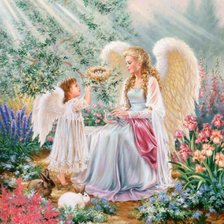 Схема вышивки «ангелы в саду»