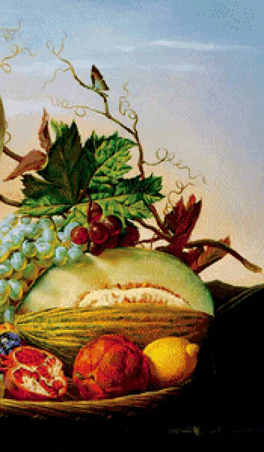 натюрморт  А. Антонова часть 2 - груша, кувшин, дыня, живопись, картина, лимон, слива, виноград, гранат - предпросмотр