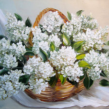 Схема вышивки «белая сирень в корзине»