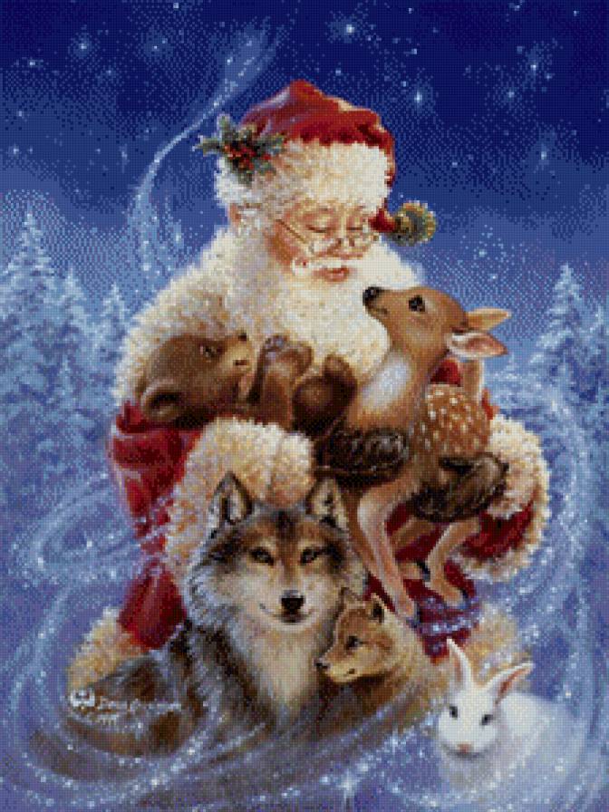 дед мороз и животные - зима, дед мороз, санта клаус, новый год, рождество, дона гелсингер - предпросмотр