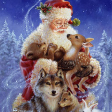 Схема вышивки «дед мороз и животные»