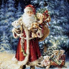 Схема вышивки «дед мороз с подарками»