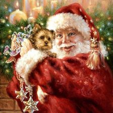 Схема вышивки «санта со щенком»
