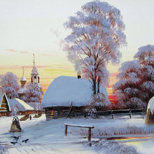 Схема вышивки «Зимняя деревня»