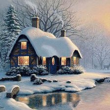 Схема вышивки «зимний дом.»