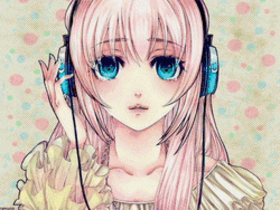 Музыка и аниме - музыка, аниме, кавай, нежность, милота, наушники - предпросмотр
