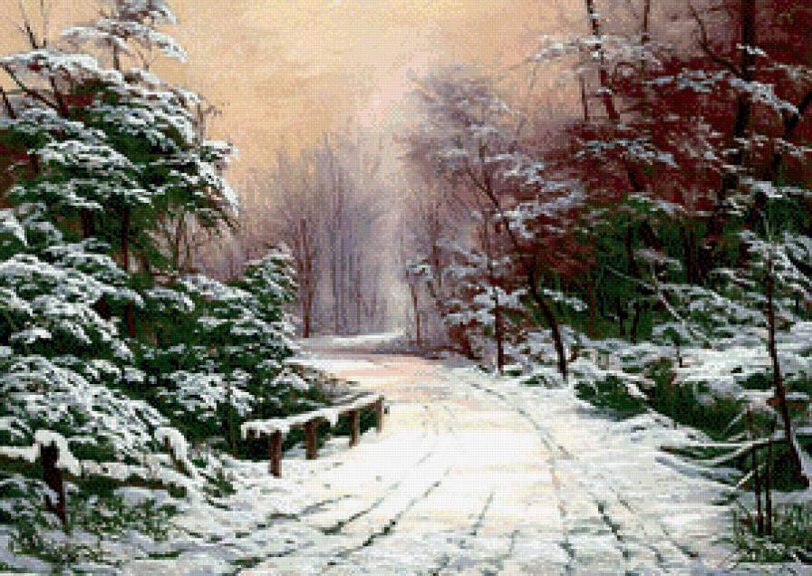 Зимняя дорога - пейзаж, лес, дорога, зима - предпросмотр