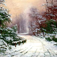 Схема вышивки «Зимняя дорога»